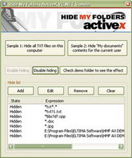 Hide My Folders ActiveX screenshot